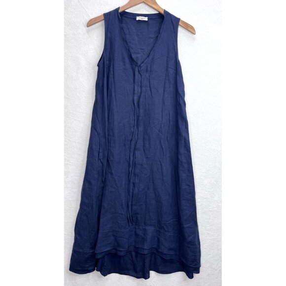ROSSO35 Women's Navy Blue Linen A Line Dress Size 40 EU Small US - Picture 14 of 15